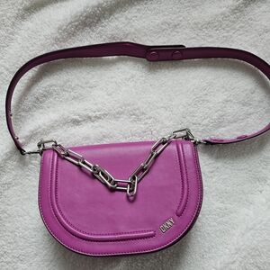 DKNY Magenta Crossbody Bag with Silver Chain
